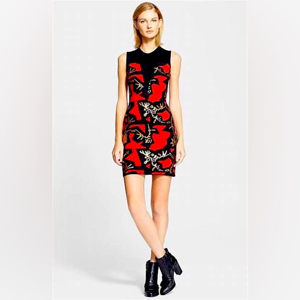Nwt KENZO Monster Foil Body Con Dress size Large